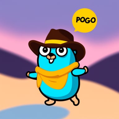 Go Blue Gopher with Pogo written on his hat.