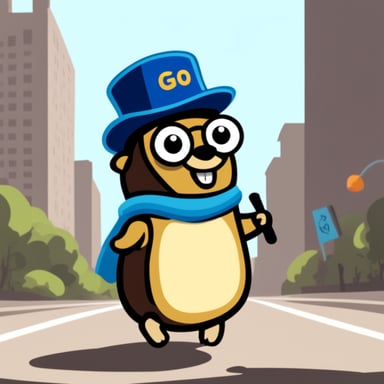 Go blue gopher with pogo written on his hat
