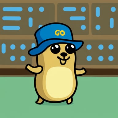 Go blue gopher with pogo written on his hat