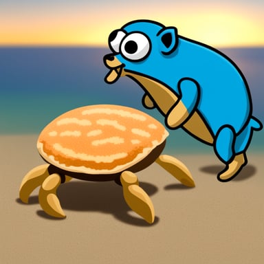 Go Blue Gopher being affected by an anxiety of a crab.