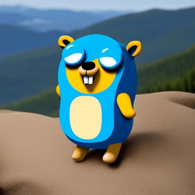 Go Blue Gopher hiking the mountains.