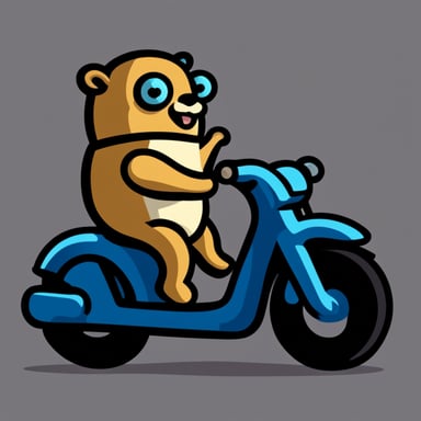 Go blue gopher riding a bike in pixelart style.
