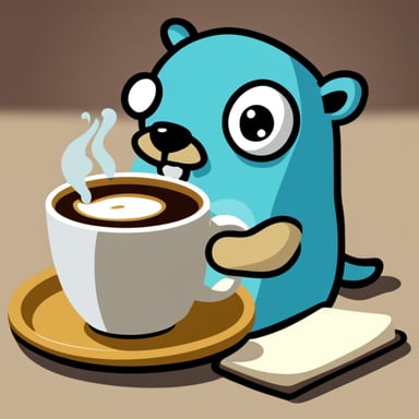 Go Blue Gopher with anxiety drinking a big cup of coffee.