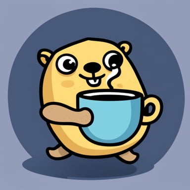 Go Blue Gopher with deep anxiety drinking one huge cup of coffee.