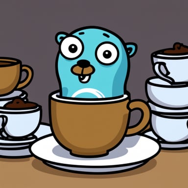 Go Blue Gopher with deep anxiety drinking one huge cup of coffee.