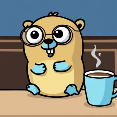 Go Blue Gopher with deep anxiety drinking one huge cup of coffee.