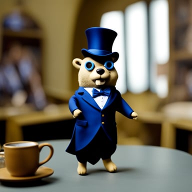 Go Blue Gopher suited as a British aristocrat.