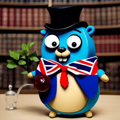 Go Blue Gopher suited as a British aristocrat.