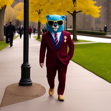 Go Blue Gopher suited as a British aristocrat.