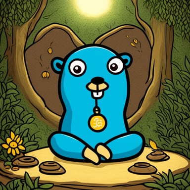 Go Blue Gopher meditating, eyes closed, om nama shivaya.