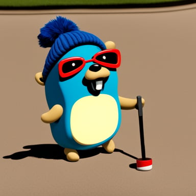 Go Blue Gopher with Pogo written on his hat.