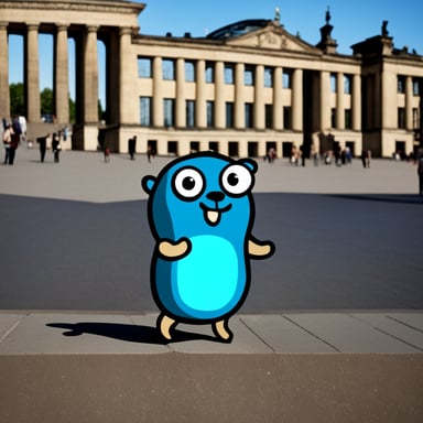 Go Blue Gopher doing some sightseeing in Berlin.