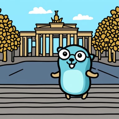 Go Blue Gopher doing some sightseeing in Berlin.