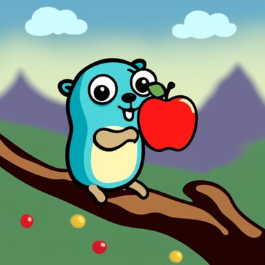 Go Blue Gopher playing with an apple.