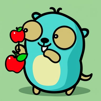 Go Blue Gopher playing with an apple.