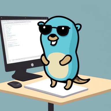 Go Blue Gopher writing C# code
