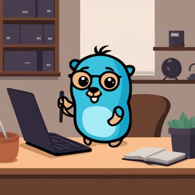 Go Blue Gopher writing C# code