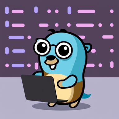 Go Blue Gopher writing C# code