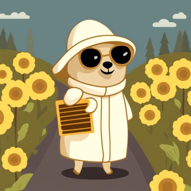 Go Blue Gopher in a beekeeper costume.