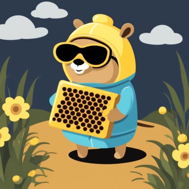 Go Blue Gopher in a beekeeper costume.