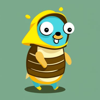 Go blue gopher dressed in a beekeeper costume.