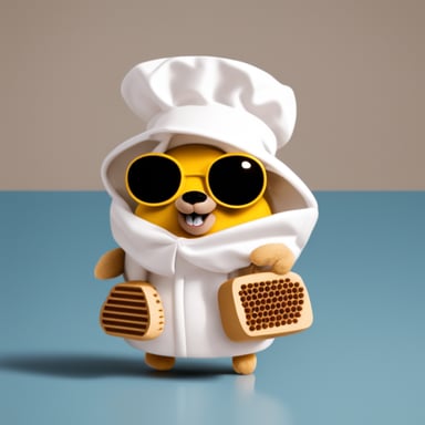 Go blue gopher dressed in a beekeeper costume.