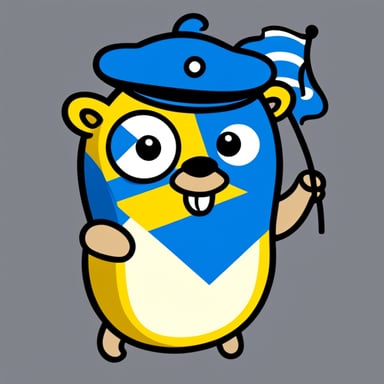 Generate a Go Blue Gopher holding a Swedish flag.