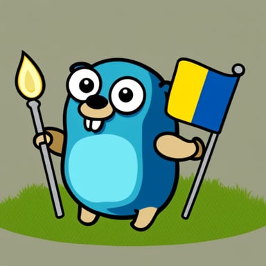 Generate a Go Blue Gopher holding a Swedish flag.