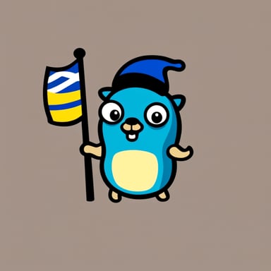 Generate a Go Blue Gopher holding a Swedish flag.