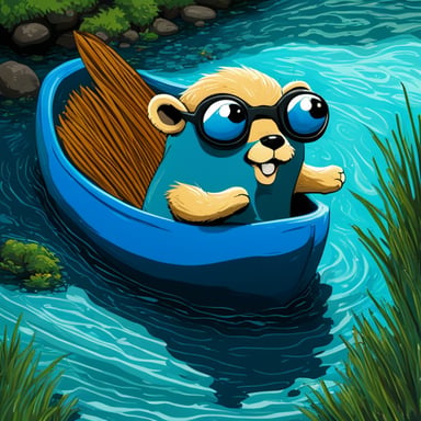 Go Blue Gopher swimming down the river stream.
