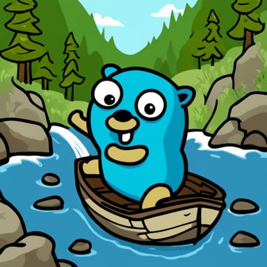 Go Blue Gopher going downstream.