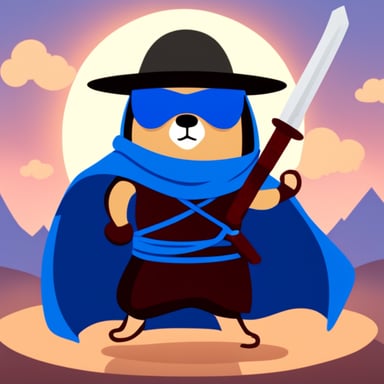 Go Blue Gopher dressed as a ninja with a samurai sword