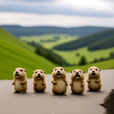 A group of gophers in Germany, including Go Blue Gopher.