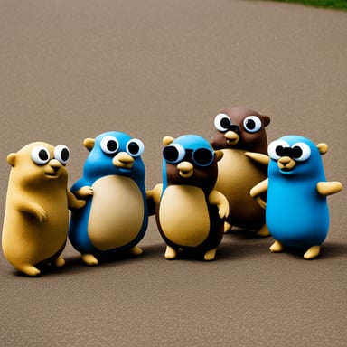 A group of gophers in Germany, including Go Blue Gopher.