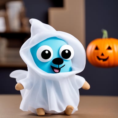 Go Blue Gopher dressed up in a really cute ghost costume for Halloween.