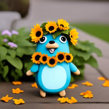 Go Blue Gopher dressed up in a really cute flower costume for Halloween.