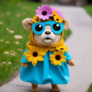 Go Blue Gopher dressed up in a really cute flower costume for Halloween.