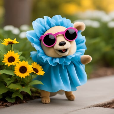 Go Blue Gopher dressed up in a really cute flower costume for Halloween.