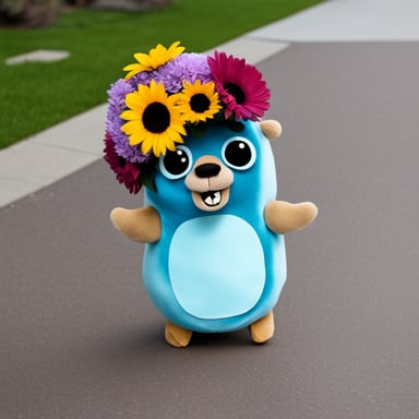 Go Blue Gopher dressed up in a really cute flower costume for Halloween.