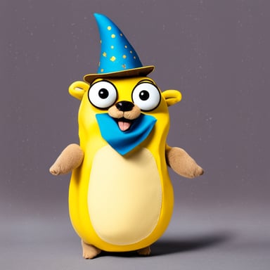 Go Blue Gopher dressed up in a banana costume.