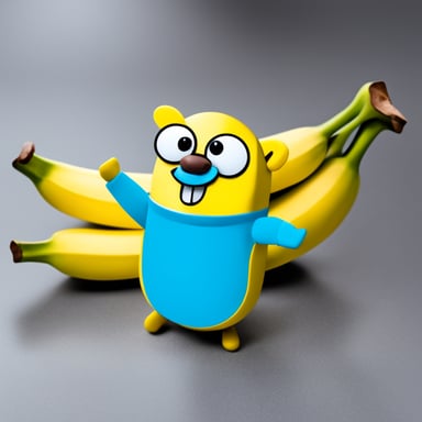 Go Blue Gopher dressed up in a banana costume.