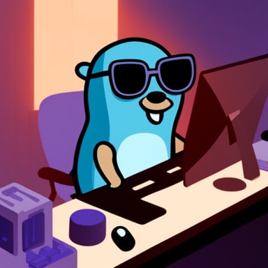 Go Blue Gopher as Hacker Blue Gopher.