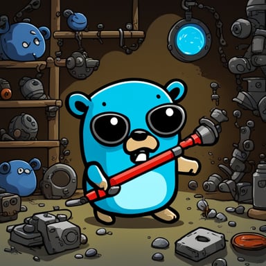 Angry go blue gopher.