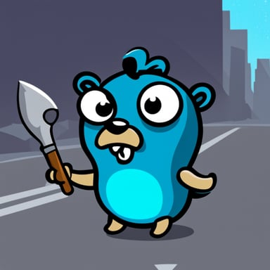Angry go blue gopher.