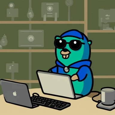 go blue gopher as hacker green gopher.