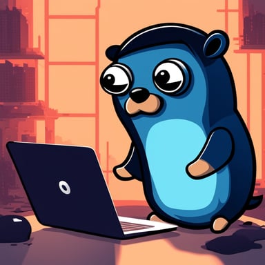 Hacker Go Blue Gopher in the dark.