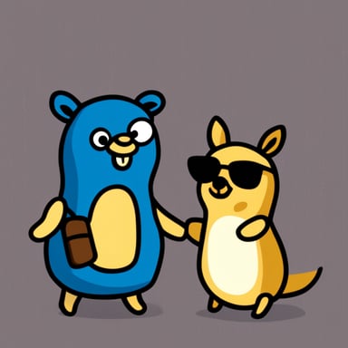 Go Blue Gopher with a kangaroo.