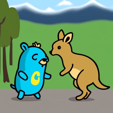 Go Blue Gopher with a kangaroo.