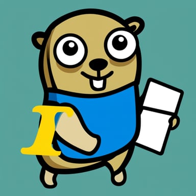 Go Blue Gopher holding letter in Gmail logo style