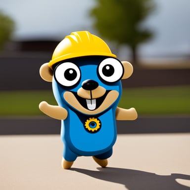 Happy Go Blue Gopher wearing a cog shirt.